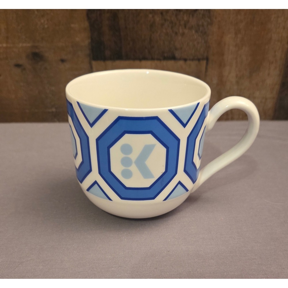 Jonathan Adler Keurig Coffee Mug Blue White Geometric Octagon  C